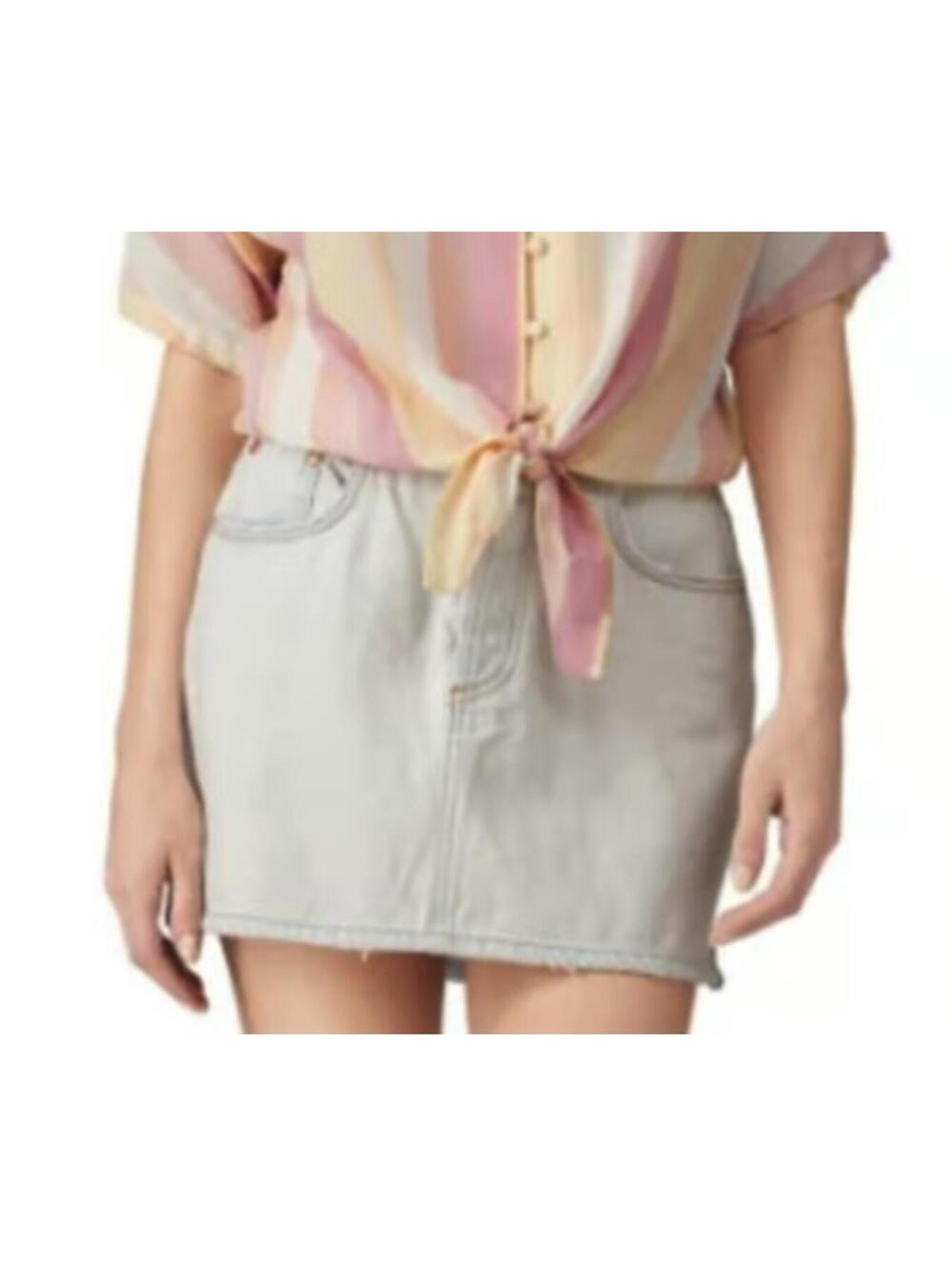 One Teaspoon Brando 2020 Light Wash Mini Denim Skirt, NWT, Women's 32